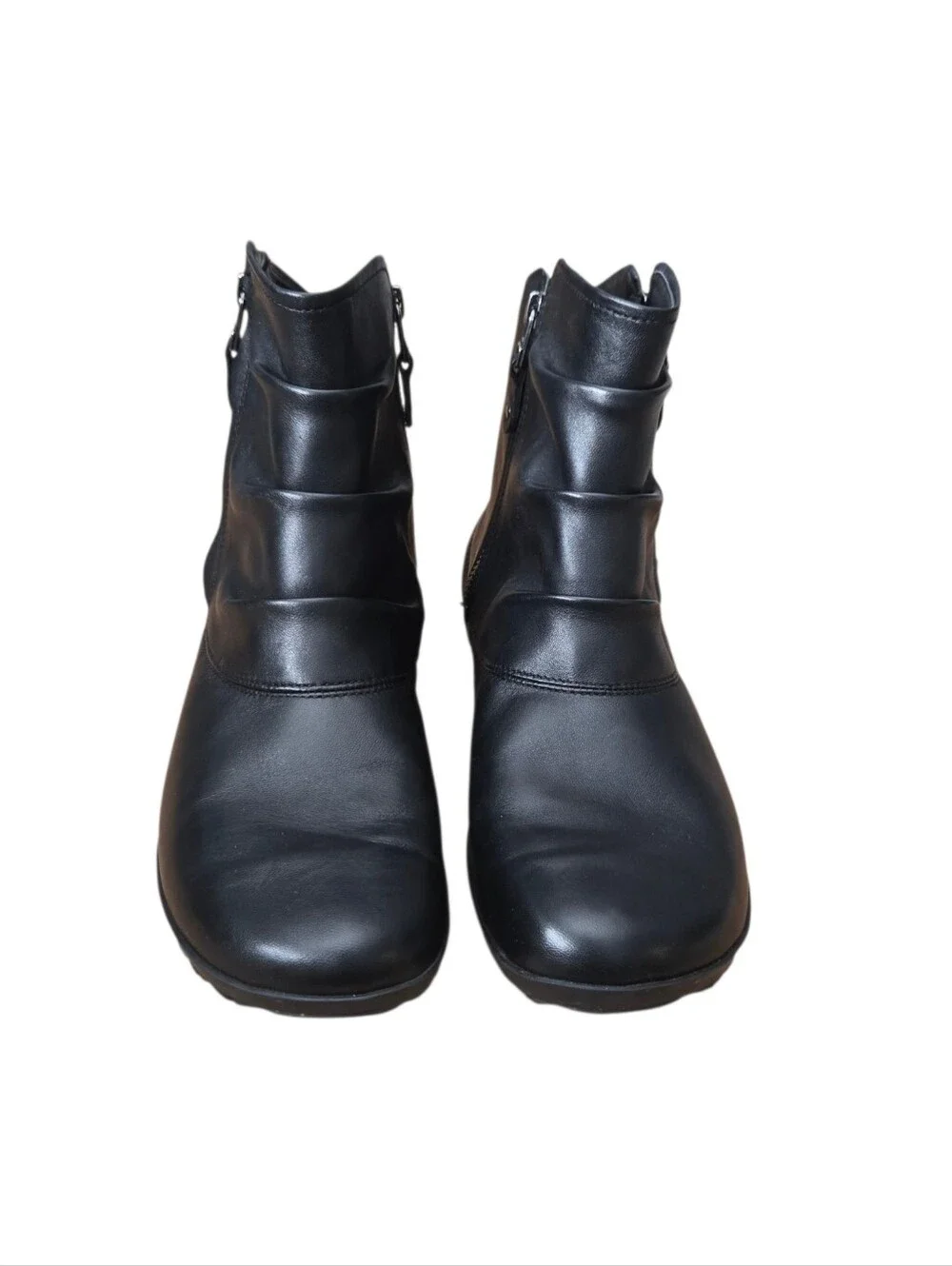 Josef Seibel Womens Black Leather Ruched Naly 24 Ankle Boots EU 40 (US 9-9.5)